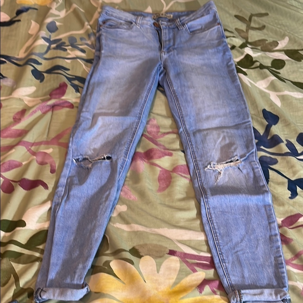 Denim&Co Light Blue Ripped Skinny Jeans